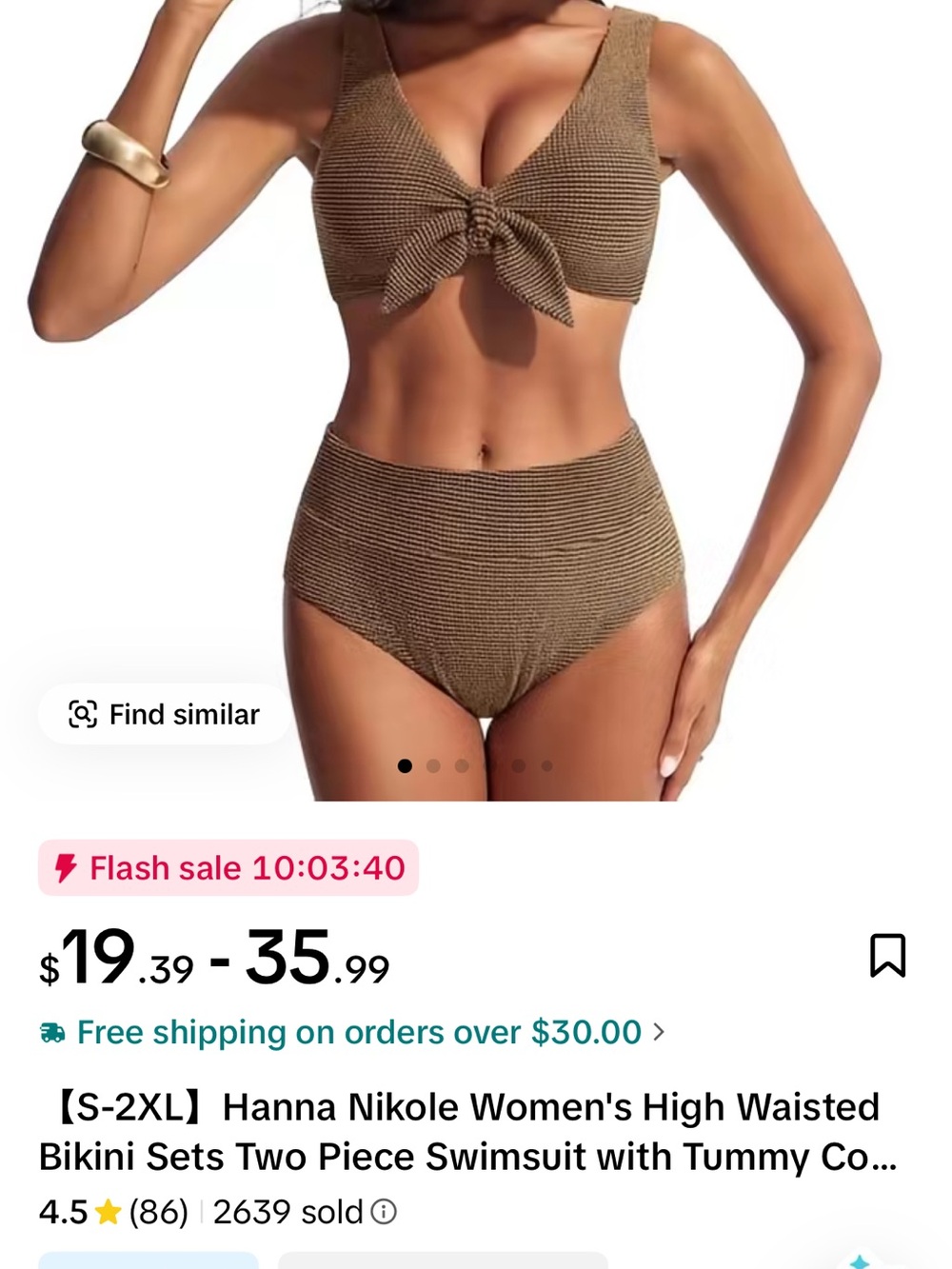 High-Waisted Brown Bikini Set with Front Tie